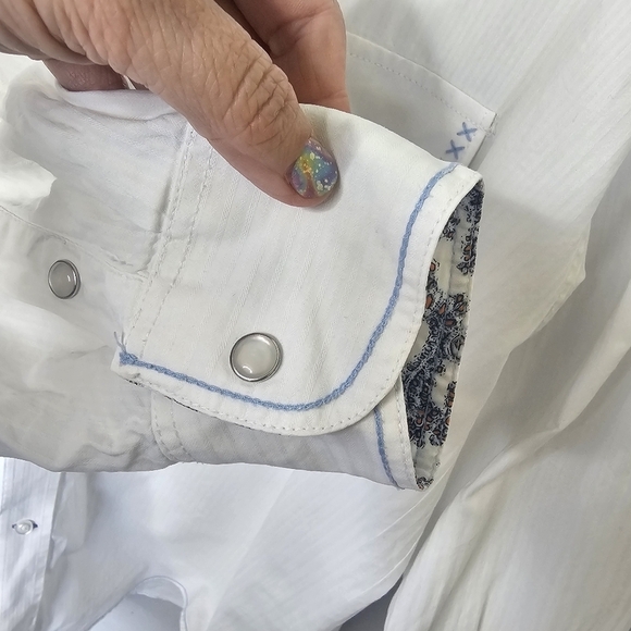 Rough Stock Panhandle Slim Western Embroidered Womens L Long Sleeve  Pearl *FLAW - Picture 14 of 16